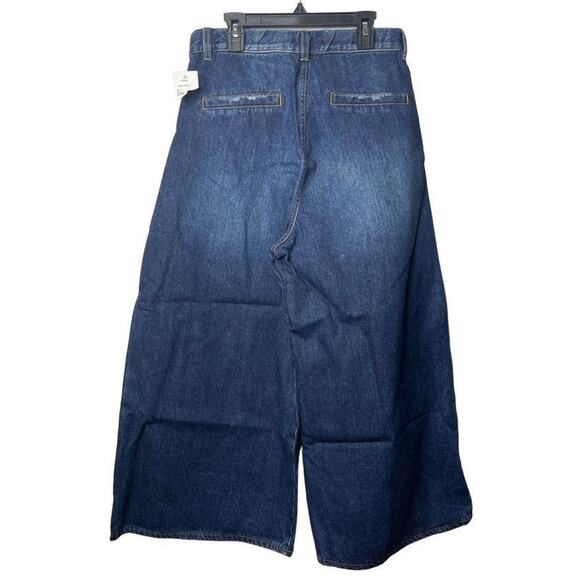PRPS Women's Gaucho Cropped Wide Leg Jeans Dark Wash 100% Cotton Size 26 New - Picture 3 of 16